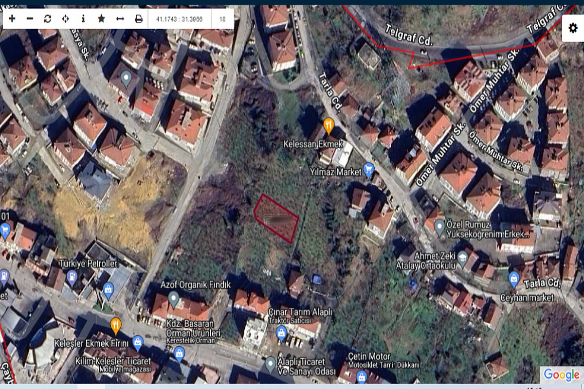 Alaplı Merkezde 558 m2 İmarlı Satılık Arsa